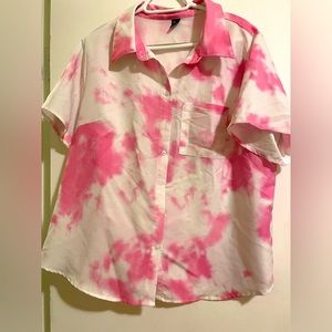 Shein pink and white plus size top